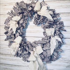 (Sold) Raspberry and Creme Rag wreath